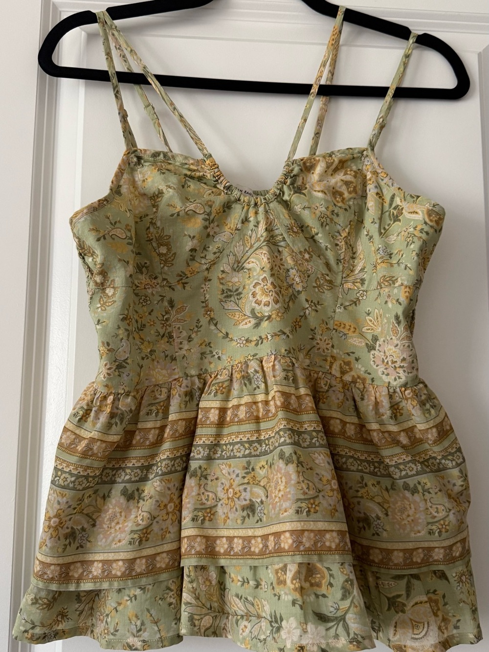 American Eagle Outfitters Sage Green Floral Peplum Cami